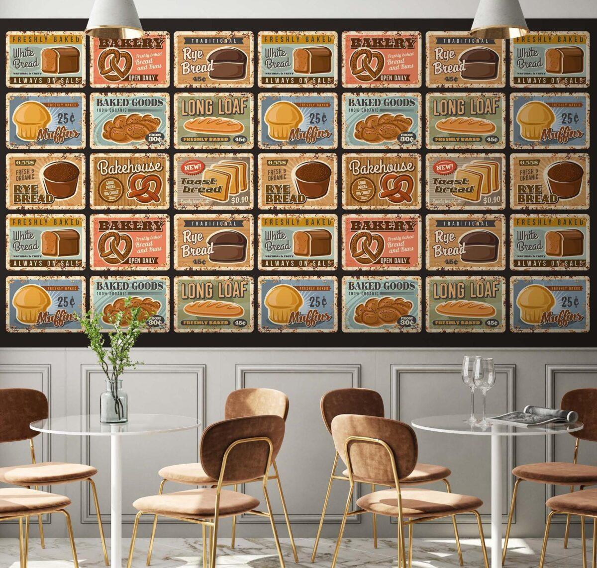Chicken Bar, VINYL FABRIC TEXTILE Wall Mural in Different Texture, Code C146. It is produced as ONE PIECE WITHOUT JOINT. - Image 2
