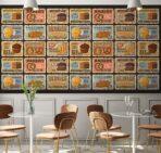 Chicken Bar, VINYL FABRIC TEXTILE Wall Mural in Different Texture, Code C146. It is produced as ONE PIECE WITHOUT JOINT. - Image 2