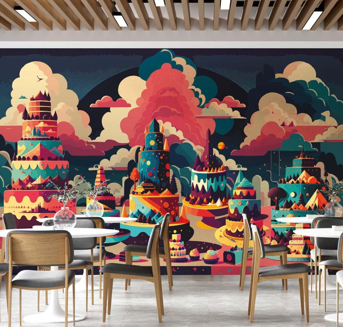 Coffee Bar MURAL WALLPAPER, Available in Various Paper Texture, Code C149. 105 CM WIDE ROLL PANELS. - Image 2