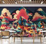 Coffee Bar MURAL WALLPAPER, Available in Various Paper Texture, Code C149. 105 CM WIDE ROLL PANELS. - Image 2