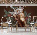Coffee Bar, VINYL FABRIC TEXTILE Wall Mural in Different Texture, Code C150. It is produced as ONE PIECE WITHOUT JOINT. - Image 2