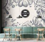 Coffee Bar, VINYL FABRIC TEXTILE Wall Mural in Different Texture, Code C151. It is produced as ONE PIECE WITHOUT JOINT. - Image 2