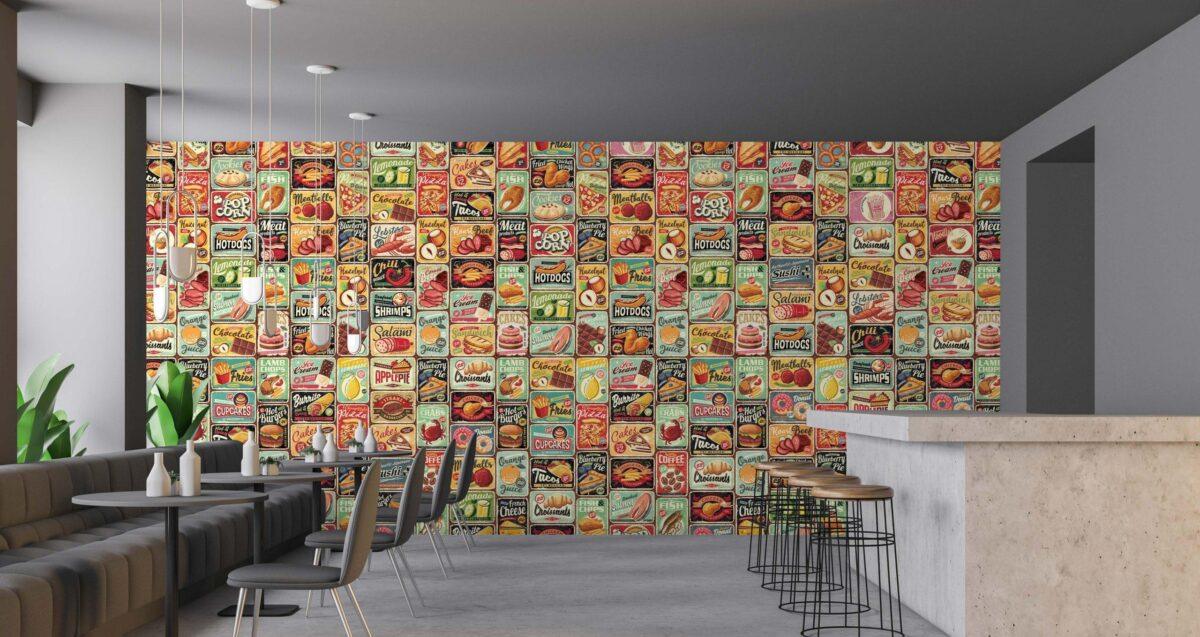 Coffee Bar, VINYL FABRIC TEXTILE Wall Mural in Different Texture, Code C153. It is produced as ONE PIECE WITHOUT JOINT. - Image 2