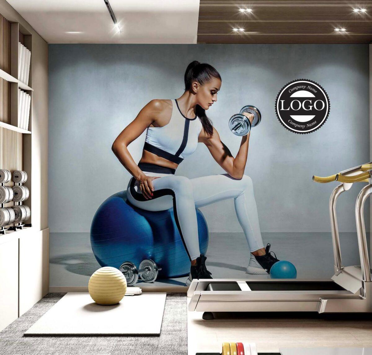 Fitness Center, VINYL FABRIC TEXTILE Wall Mural in Different Texture, Code G118. It is produced as ONE PIECE WITHOUT JOINT. - Image 2