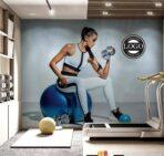 Fitness Center, VINYL FABRIC TEXTILE Wall Mural in Different Texture, Code G118. It is produced as ONE PIECE WITHOUT JOINT. - Image 2