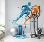 Fitness Center, VINYL FABRIC TEXTILE Wall Mural in Different Texture, Code G120. It is produced as ONE PIECE WITHOUT JOINT. - Image 2