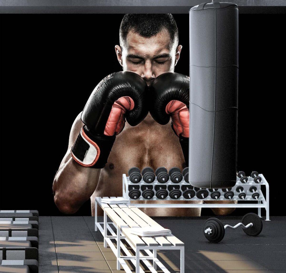 Fitness Center, VINYL FABRIC TEXTILE Wall Mural in Different Texture, Code G135. It is produced as ONE PIECE WITHOUT JOINT. - Image 2