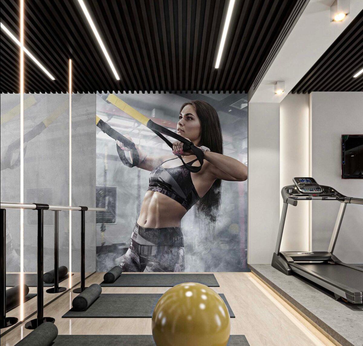 Fitness Center MURAL WALLPAPER, Available in Various Paper Texture, Code G145. 105 CM WIDE ROLL PANELS. - Image 2