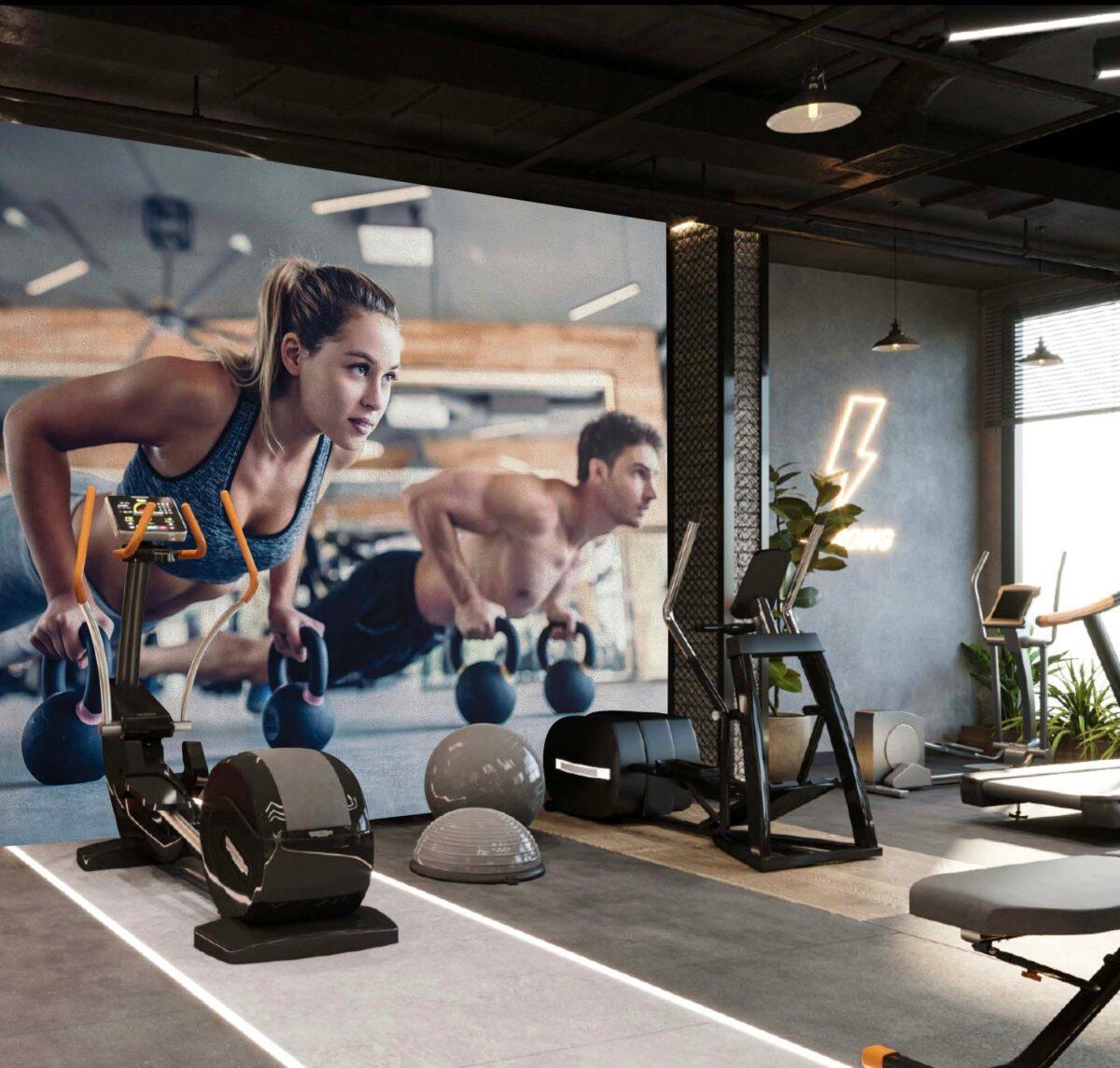 Fitness Center, VINYL FABRIC TEXTILE Wall Mural in Different Texture, Code G147. It is produced as ONE PIECE WITHOUT JOINT. - Image 2