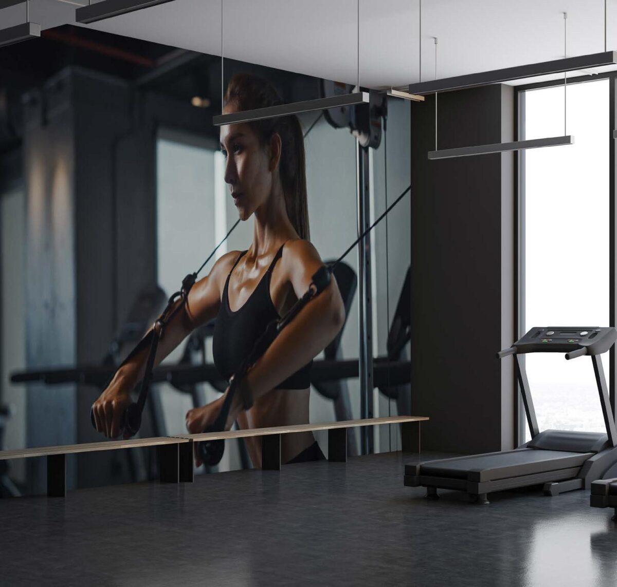 Fitness Center, VINYL FABRIC TEXTILE Wall Mural in Different Texture, Code G148. It is produced as ONE PIECE WITHOUT JOINT. - Image 2