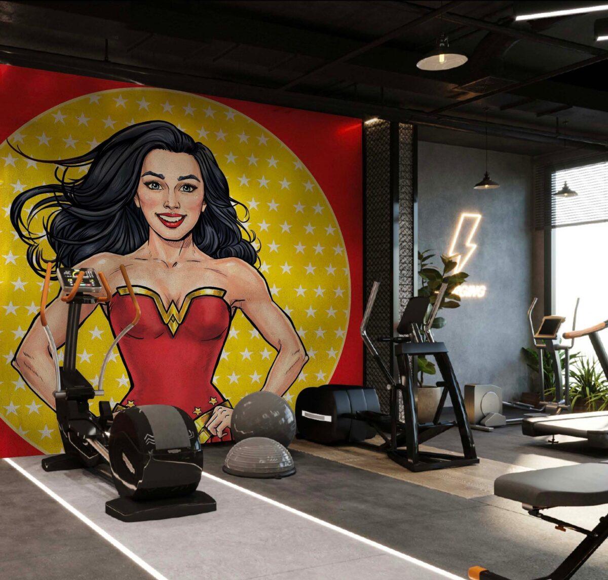 Fitness Center, VINYL FABRIC TEXTILE Wall Mural in Different Texture, Code G151. It is produced as ONE PIECE WITHOUT JOINT. - Image 2