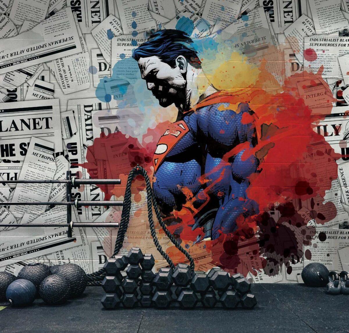 Fitness Center, VINYL FABRIC TEXTILE Wall Mural in Different Texture, Code G155. It is produced as ONE PIECE WITHOUT JOINT. - Image 2