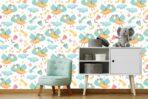Happy Birds Kids, VINYL FABRIC TEXTILE Wall Mural in Different Texture, Code M1037. It is produced as ONE PIECE WITHOUT JOINT. - Image 2