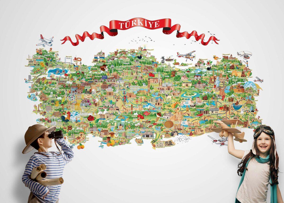 Turkey Map MURAL WALLPAPER, Available in Various Paper Texture, Code M705. It is Produced as 105 CM WIDE ROLL PANELS. - Image 2