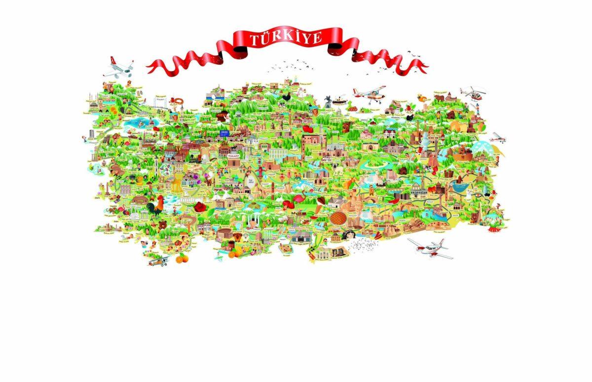 Turkey Map MURAL WALLPAPER, Available in Various Paper Texture, Code M705. It is Produced as 105 CM WIDE ROLL PANELS. - Image 1