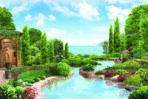 Landscape, VINYL FABRIC TEXTILE Wall Mural in Different Texture, Code M841. It is produced as ONE PIECE WITHOUT JOINT.