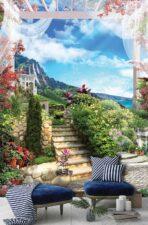 Landscape, VINYL FABRIC TEXTILE Wall Mural in Different Texture, Code M842. It is produced as ONE PIECE WITHOUT JOINT. - Image 2