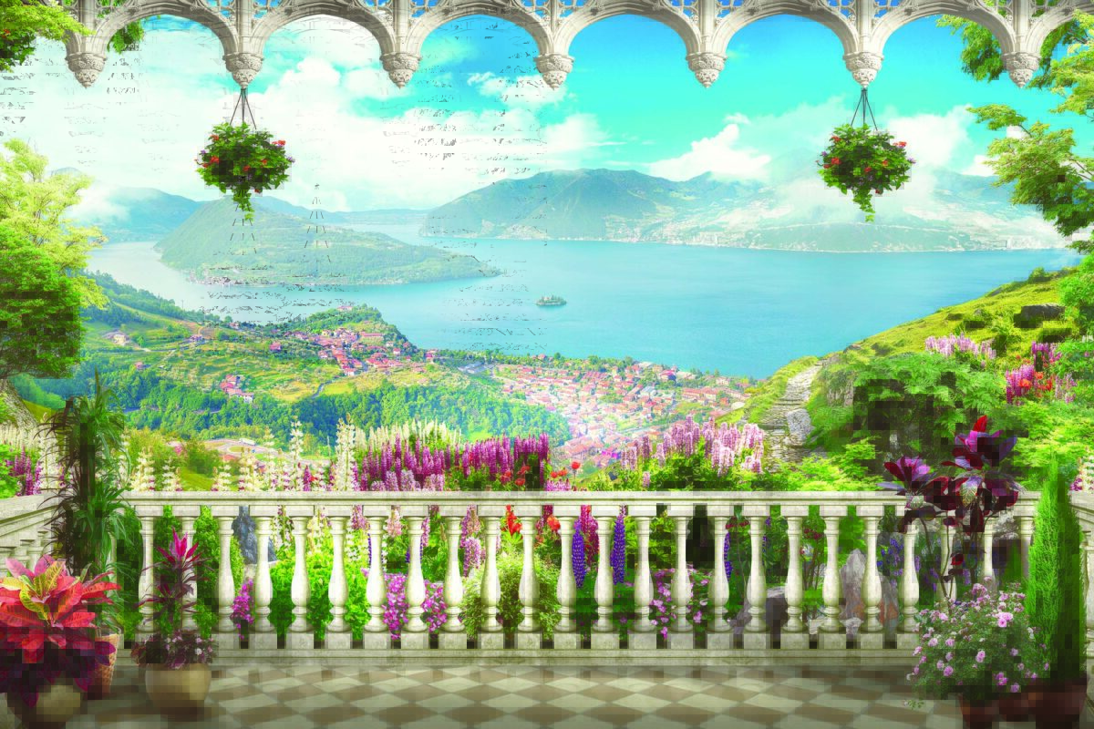 Landscape, VINYL FABRIC TEXTILE Wall Mural in Different Texture, Code M848. It is produced as ONE PIECE WITHOUT JOINT. - Image 1