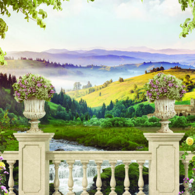 Landscape, VINYL FABRIC TEXTILE Wall Mural in Different Texture, Code M849. It is produced as ONE PIECE WITHOUT JOINT.