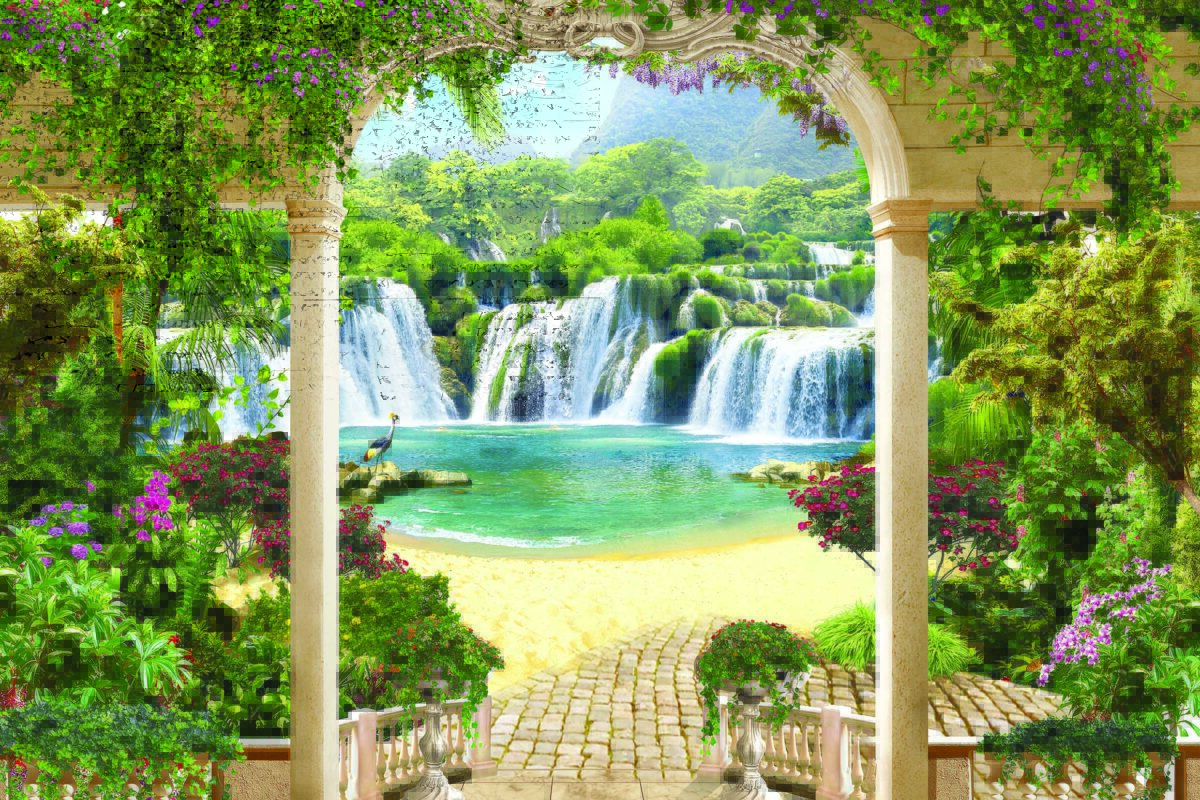 Landscape, VINYL FABRIC TEXTILE Wall Mural in Different Texture, Code M850. It is produced as ONE PIECE WITHOUT JOINT. - Image 1