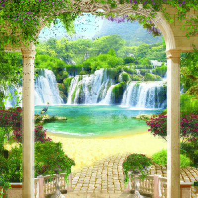 Landscape, VINYL FABRIC TEXTILE Wall Mural in Different Texture, Code M850. It is produced as ONE PIECE WITHOUT JOINT.