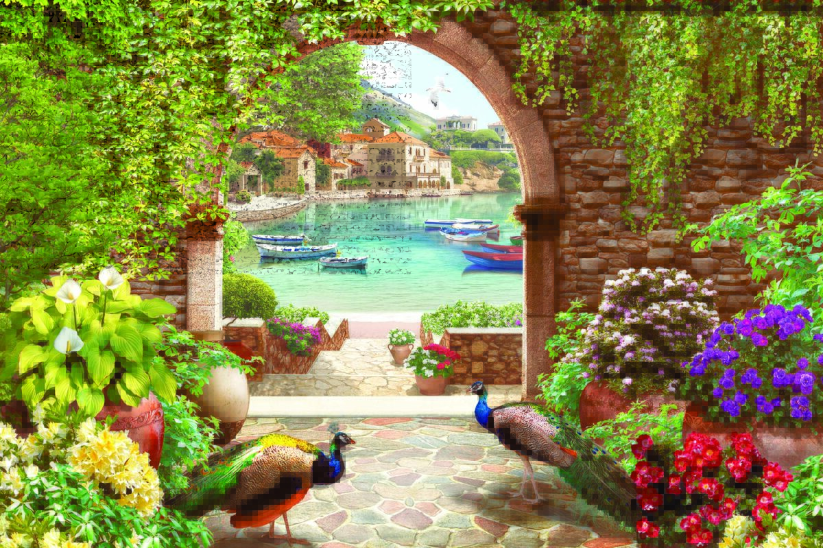 Landscape, VINYL FABRIC TEXTILE Wall Mural in Different Texture, Code M851. It is produced as ONE PIECE WITHOUT JOINT. - Image 1