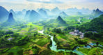 Landscape, VINYL FABRIC TEXTILE Wall Mural in Different Texture, Code M869. It is produced as ONE PIECE WITHOUT JOINT.