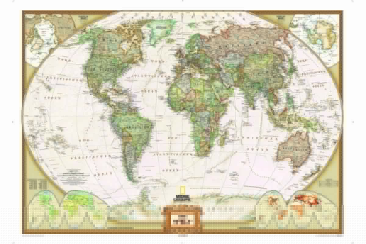 World Map, VINYL FABRIC TEXTILE Wall Mural in Different Texture, Code M900. It is produced as ONE PIECE WITHOUT JOINT. - Image 1