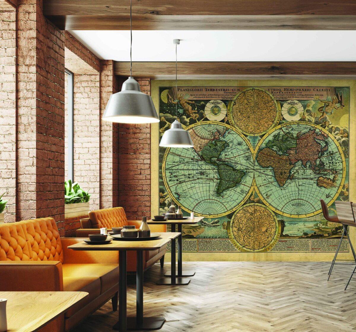 World Map MURAL WALLPAPER, Available in Various Paper Texture, Code M901. It is Produced as 105 CM WIDE ROLL PANELS. - Image 2