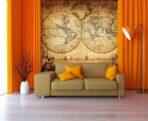 World Map, VINYL FABRIC TEXTILE Wall Mural in Different Texture, Code M902. It is produced as ONE PIECE WITHOUT JOINT. - Image 2