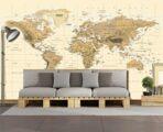 World Map MURAL WALLPAPER, Available in Various Paper Texture, Code M903. It is Produced as 105 CM WIDE ROLL PANELS. - Image 2