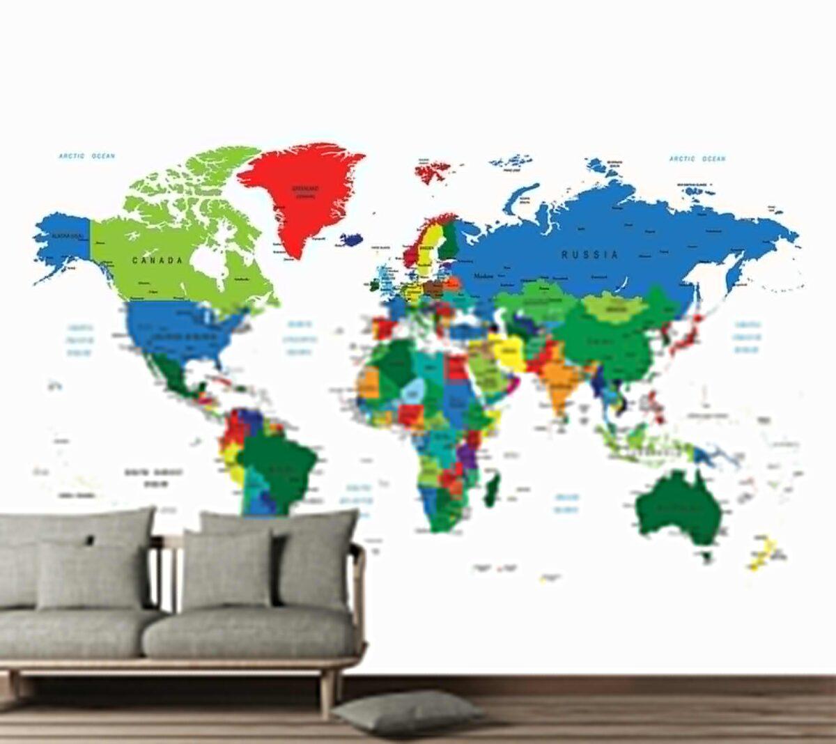 World Map MURAL WALLPAPER, Available in Various Paper Texture, Code M906. It is Produced as 105 CM WIDE ROLL PANELS. - Image 2