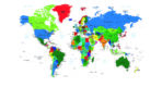 World Map MURAL WALLPAPER, Available in Various Paper Texture, Code M906. It is Produced as 105 CM WIDE ROLL PANELS.