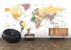 World Map, VINYL FABRIC TEXTILE Wall Mural in Different Texture, Code M908. It is produced as ONE PIECE WITHOUT JOINT. - Image 2