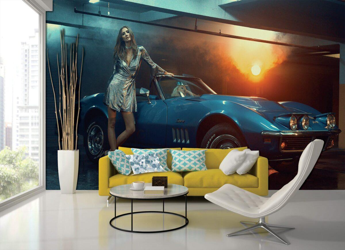 Blue Georgia, VINYL FABRIC TEXTILE Wall Mural in Different Texture, Code M926. It is produced as ONE PIECE WITHOUT JOINT. - Image 2