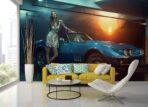 Blue Georgia, VINYL FABRIC TEXTILE Wall Mural in Different Texture, Code M926. It is produced as ONE PIECE WITHOUT JOINT. - Image 2
