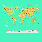 School Map Kids, VINYL FABRIC TEXTILE Wall Mural in Different Texture, Code M938. It is produced as ONE PIECE WITHOUT JOINT.