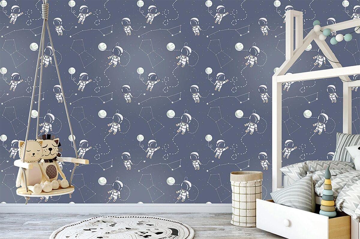 Astronaut Kids, VINYL FABRIC TEXTILE Wall Mural in Different Texture, Code M941. It is produced as ONE PIECE WITHOUT JOINT. - Image 2