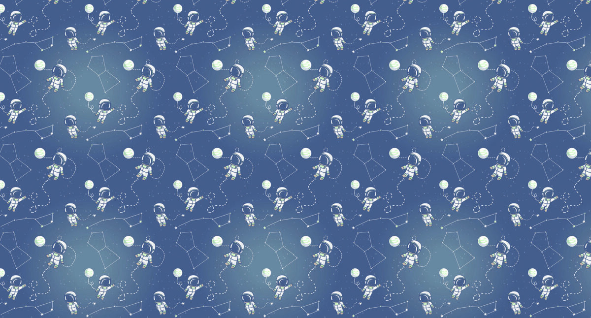 Astronaut Kids, VINYL FABRIC TEXTILE Wall Mural in Different Texture, Code M941. It is produced as ONE PIECE WITHOUT JOINT. - Image 1