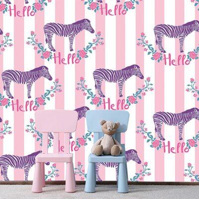 Code M942 - Baby Zebra Kids Mural Wallpaper