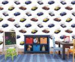 Multi Cars Kids, VINYL FABRIC TEXTILE Wall Mural in Different Texture, Code M948. It is produced as ONE PIECE WITHOUT JOINT. - Image 2