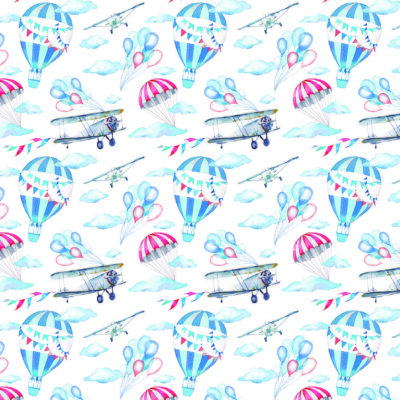 Blue Balloon Kids, VINYL FABRIC TEXTILE Wall Mural in Different Texture, Code M950. It is produced as ONE PIECE WITHOUT JOINT.