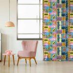Code P328 - Lined Eyelet LINEN BLACKOUT Curtain Multicoloured - Image 2