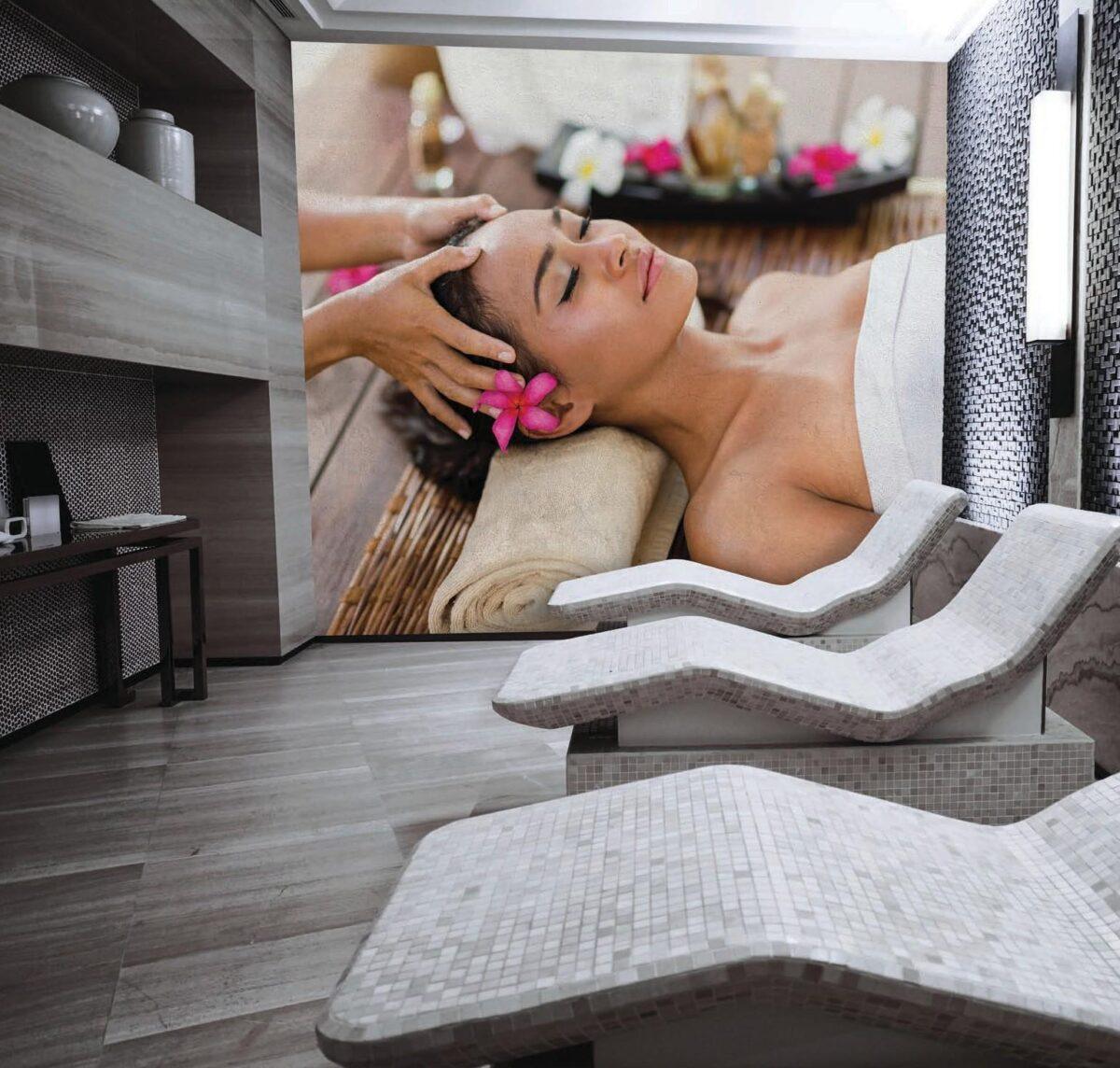 SPA Center, VINYL FABRIC TEXTILE Wall Mural in Different Texture, Code S132. It is produced as ONE PIECE WITHOUT JOINT. - Image 2