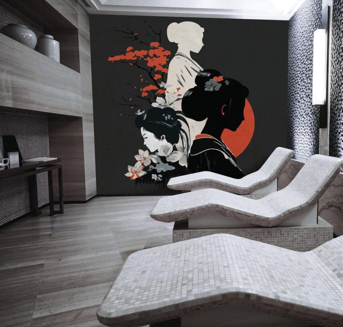 SPA Center, VINYL FABRIC TEXTILE Wall Mural in Different Texture, Code S145. It is produced as ONE PIECE WITHOUT JOINT. - Image 2