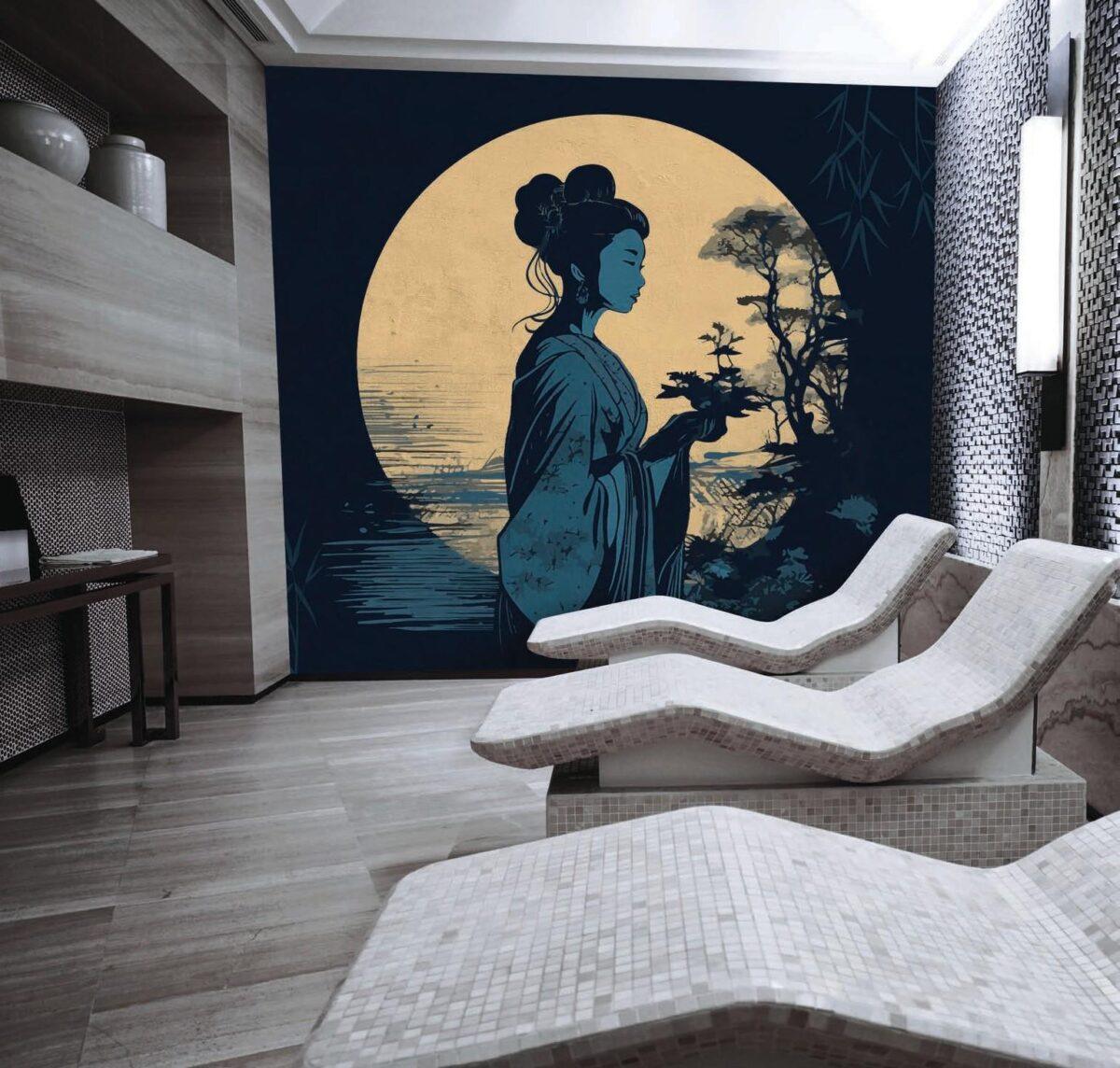SPA Center, VINYL FABRIC TEXTILE Wall Mural in Different Texture, Code S157. It is produced as ONE PIECE WITHOUT JOINT. - Image 2