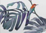 Monkey and Birds Design, VINYL FABRIC TEXTILE Wall Mural in Different Texture, Code FJ300.  It is produced as ONE PIECE WITHOUT JOINT. - Image 3