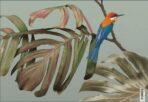 Monkey and Birds Design, VINYL FABRIC TEXTILE Wall Mural in Different Texture, Code FJ300.  It is produced as ONE PIECE WITHOUT JOINT. - Image 4