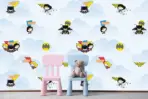 DC SUPER FRIENDS VINYL FABRIC TEXTILE Wall Mural in Different Texture, Code WB2000. It is produced as ONE PIECE WITHOUT JOINT. - Image 2