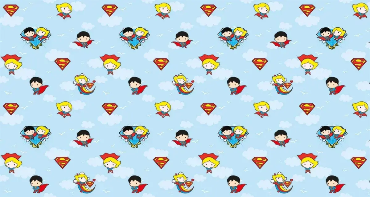 DC SUPER FRIENDS VINYL FABRIC TEXTILE Wall Mural in Different Texture, Code WB2001. It is produced as ONE PIECE WITHOUT JOINT. - Image 1